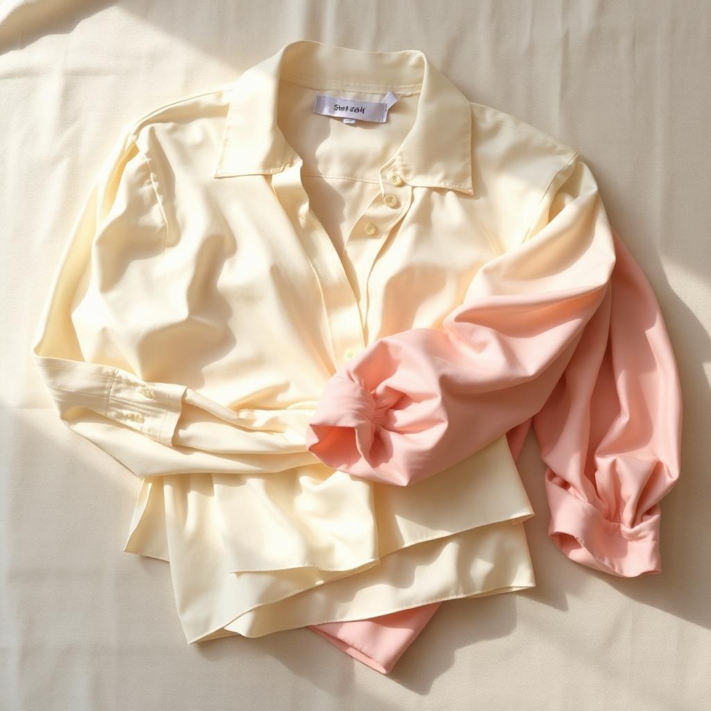 Folded silk blouses in cream and blush on linen